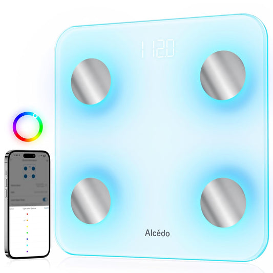 Smart Body Fat Scale, Digital Scale with BMI, Fat Percentage, Muscle Mass, Color-Changing with Weight Variation, 400 Lb, Bluetooth
